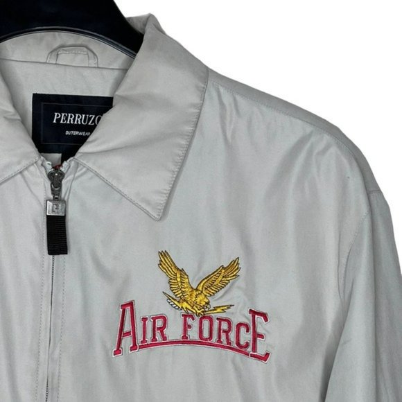 Perruzzo Outerwear Vintage Beige Embroidered Air Force  Military Jacket Size L - Picture 7 of 14